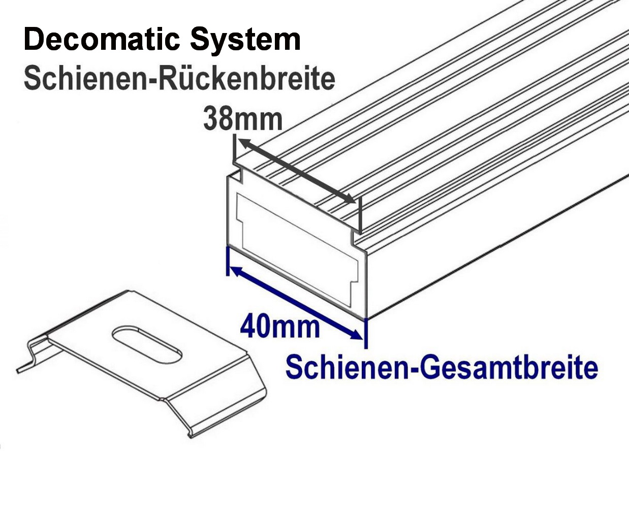 Artikelbild 1 des Artikels “Decomatic-Deckenclip Weiß für Vertikal-Jalousie – passend für Schiene 40 × 25 mm “