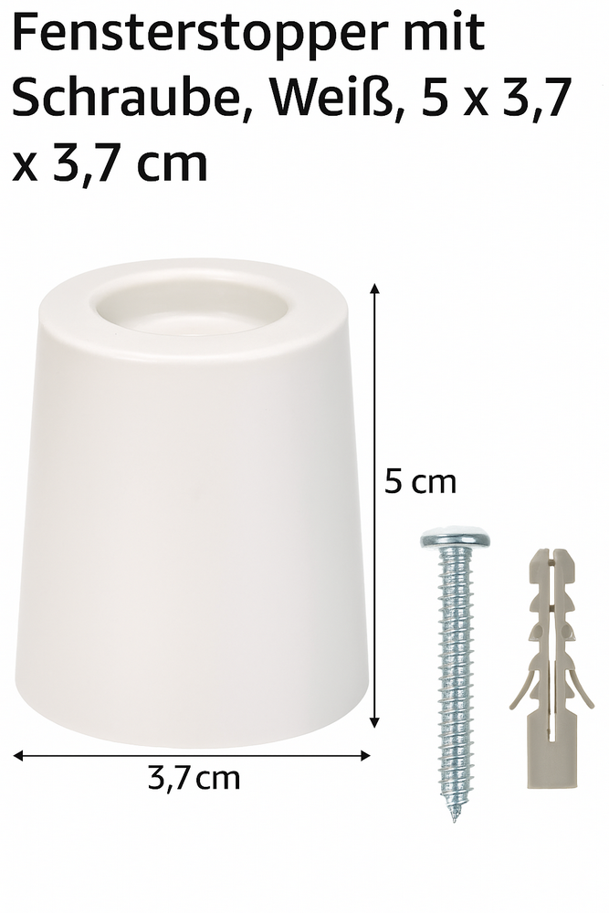 Artikelbild 1 des Artikels “Fensterstopper mit Schraube – PVC-Gummi – Weiß, 5 × 3,7 × 3,7 cm – flexibel & rutschfest “