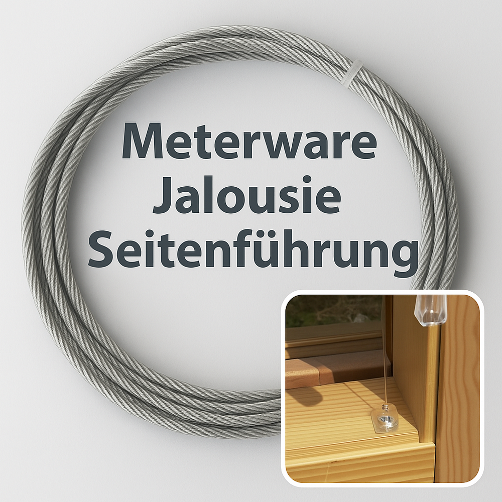 Artikelbild 1 des Artikels “Stahlseil für Jalousie-Seitenführung – kunststoffummantelt, Meterware in 4 Stärken “