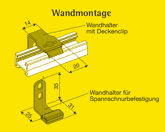 Artikelbild 2 des Artikels “Classic Wandhalter 35×25 mm für Plissee Typ 1415 – stabile Spannschnur-Befestigung “