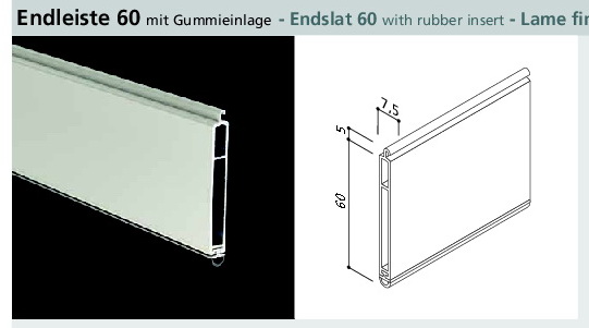 Artikelbild 3 des Artikels “ZUSCHNITT Premium Aluminium Endleiste 60 x 7,5 mm für Rollladen Farbe weiss, grau, silber oder braun “